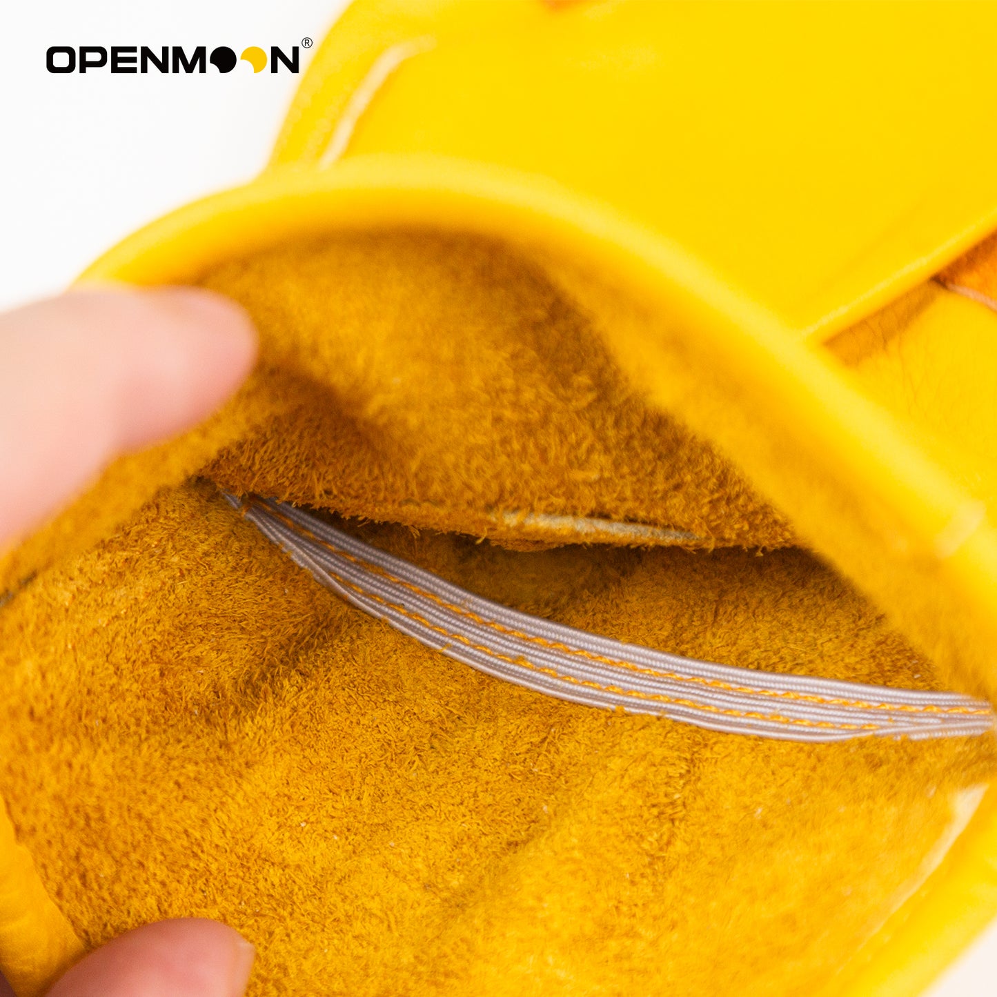 OPENMOON Flex Grip Leather Work Gloves Stretchable Wrist Tough Cowhide Working Glove 1 Pair