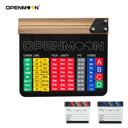 OPENMOON Clapperboard Slate with 68pcs Metadata Tags