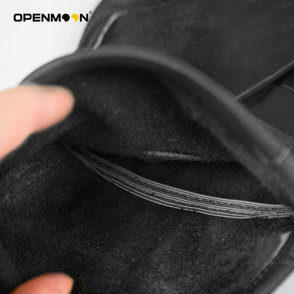 OPENMOON Flex Grip Leather Work Gloves Stretchable Wrist Tough Cowhide Working Glove 1 Pair