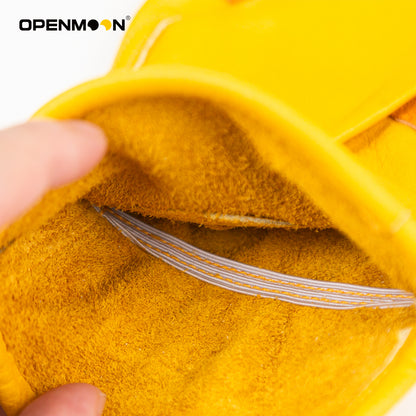 OPENMOON Flex Grip Leather Work Gloves Stretchable Wrist Tough Cowhide Working Glove 1 Pair