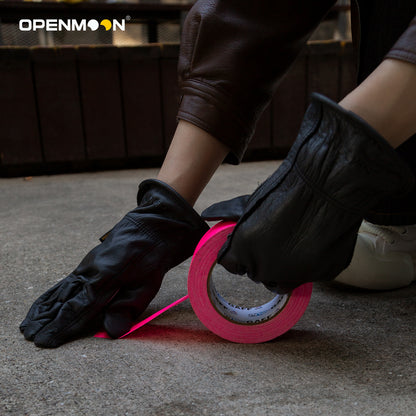 OPENMOON Flex Grip Leather Work Gloves Stretchable Wrist Tough Cowhide Working Glove 1 Pair (Black)