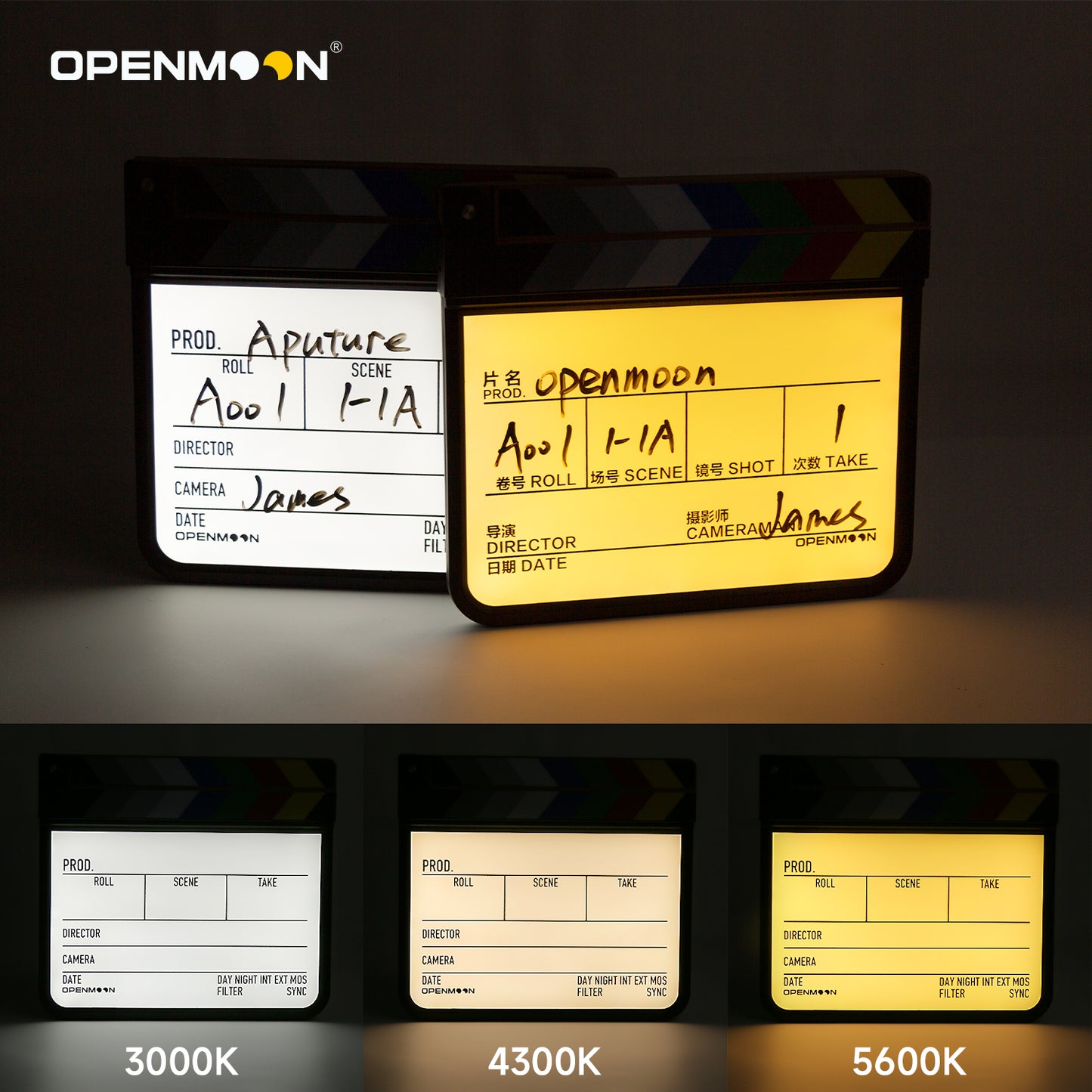 OPENMOON Tri color Thermoluminescent Field Record Board Photography Supplement Light Slate