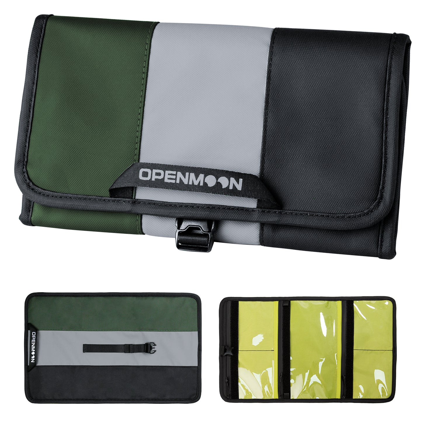 OPENMOON Multi-Purpose Storage Organizer Tri-Fold Design 5 Compartments Splash-Proof for Cables Toiletries Makeup