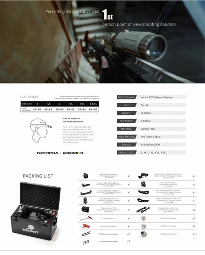 Sistema de soporte POV OPENMOON y Tilta Hermit Casco de fotografía en primera persona Casco de fotografía profesional